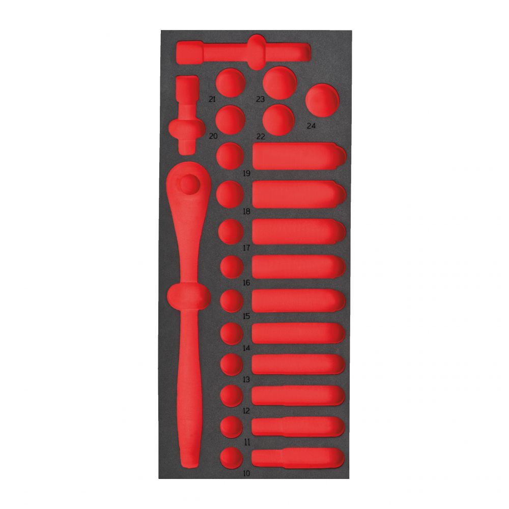 Ersatz-Einlage 1/3 für 1/2 Ratsche und Steckschlüsseleinsätze, für Werkstattwagen 78 cm